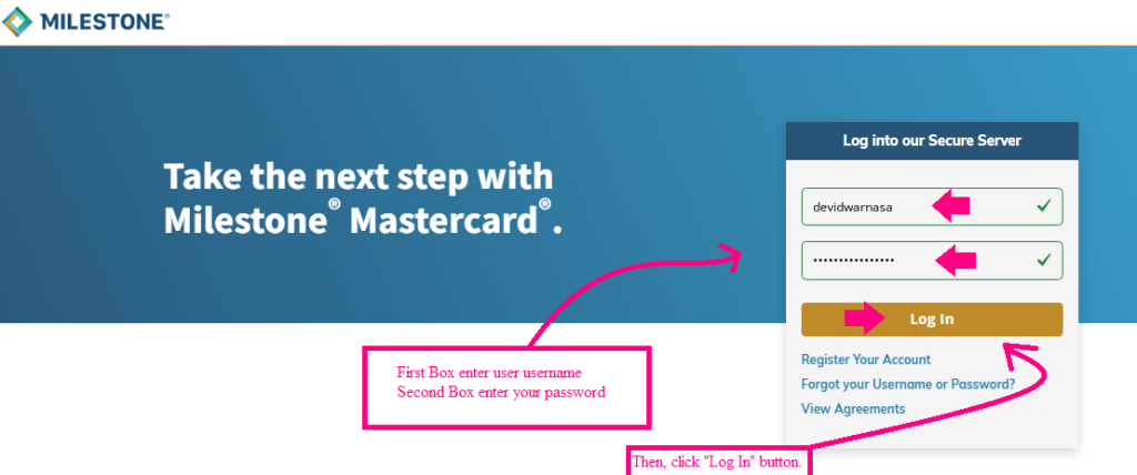 Milestone Card Login